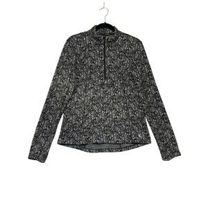 Spyder Womens Quarter Zip Pullover Black White Abstract Soft Cozycore M NEW